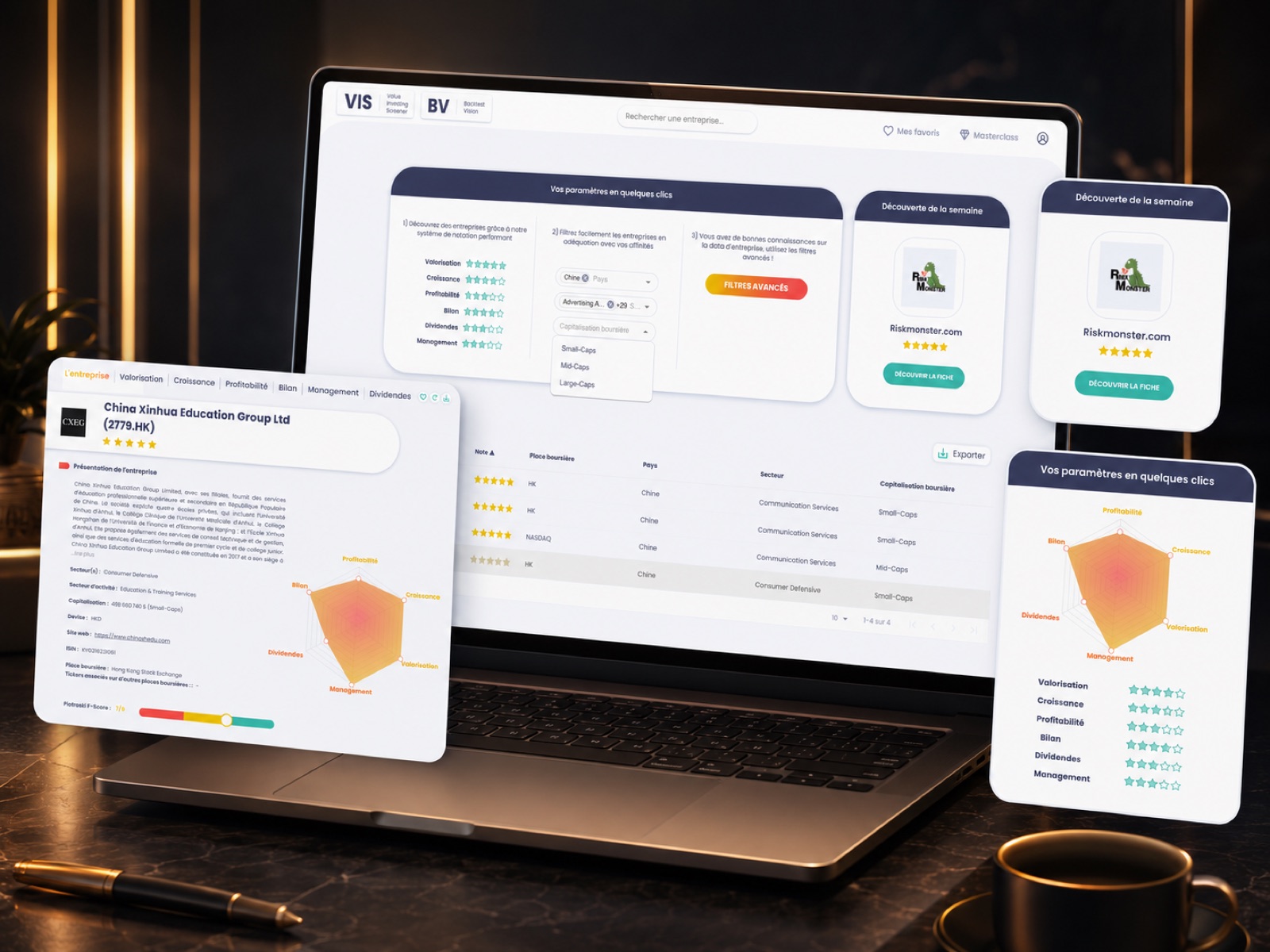 Interface du logiciel Value Investing Screener